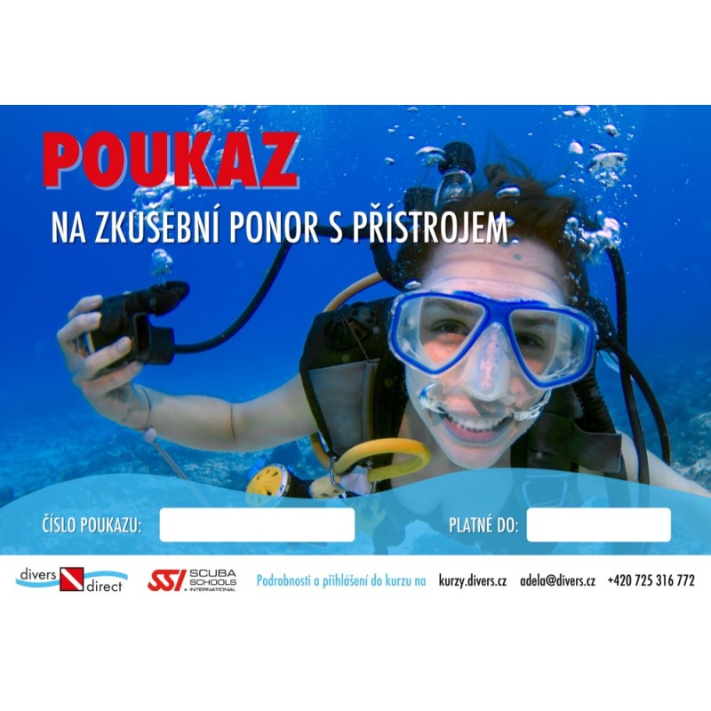 Poukaz darčekový na skúšobný ponor s prístrojom