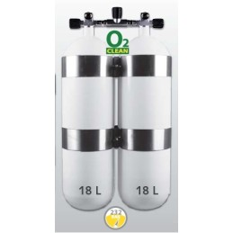 Botella doble 2 x 18 L 230 bar con colector y aros