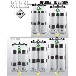 Doppelflasche 2 x 12 L 230 bar mit Verteiler und Bügel