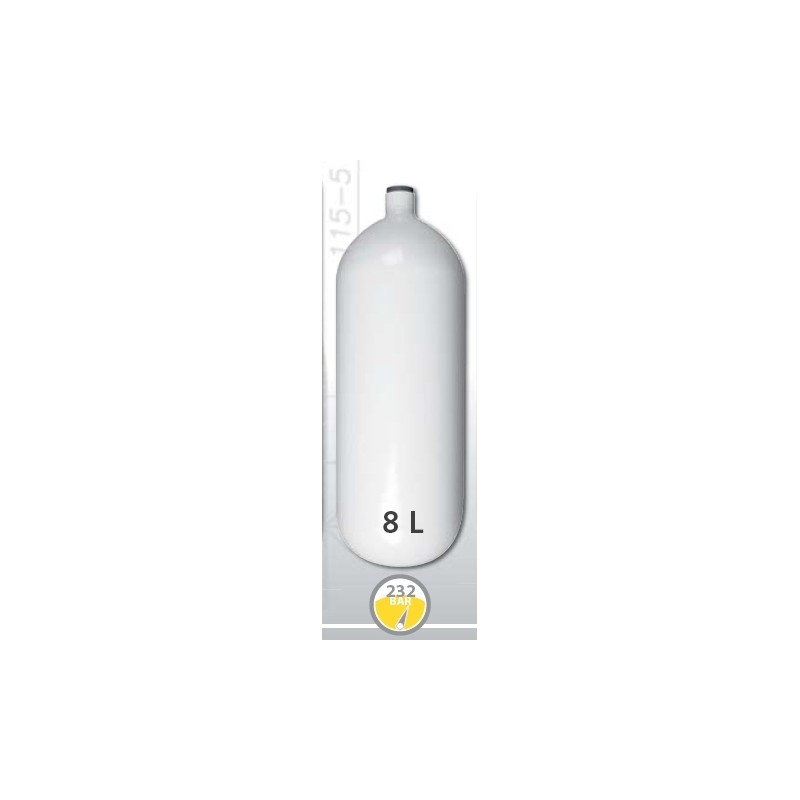 Botella de acero de 8 L de diámetro 171 mm 230 Bar Botella de acero de 8 L de diámetro 171 mm 230 Bar