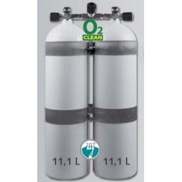 Doppelflasche 2 x 11,1 L ALU 207 bar Verteiler und Bügel