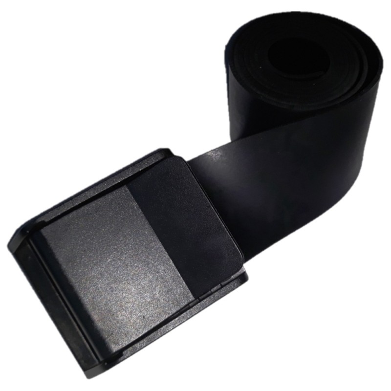 Rubber belt with platen buckle