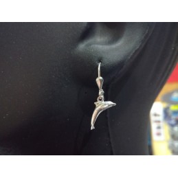 Set of silver earrings with pendant - dolphins