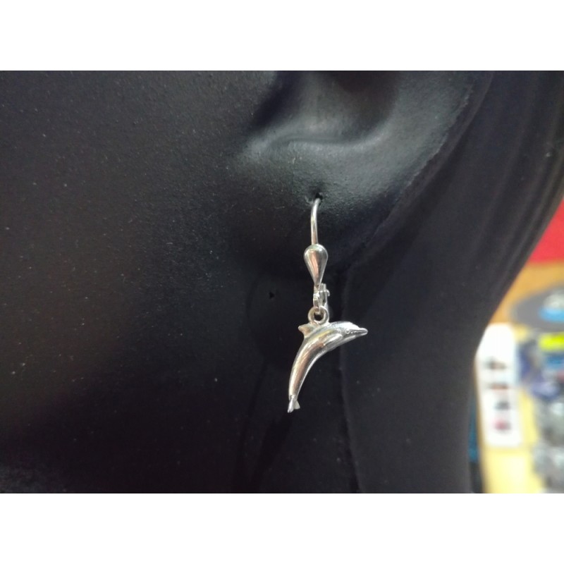 Set of silver earrings with pendant - dolphins