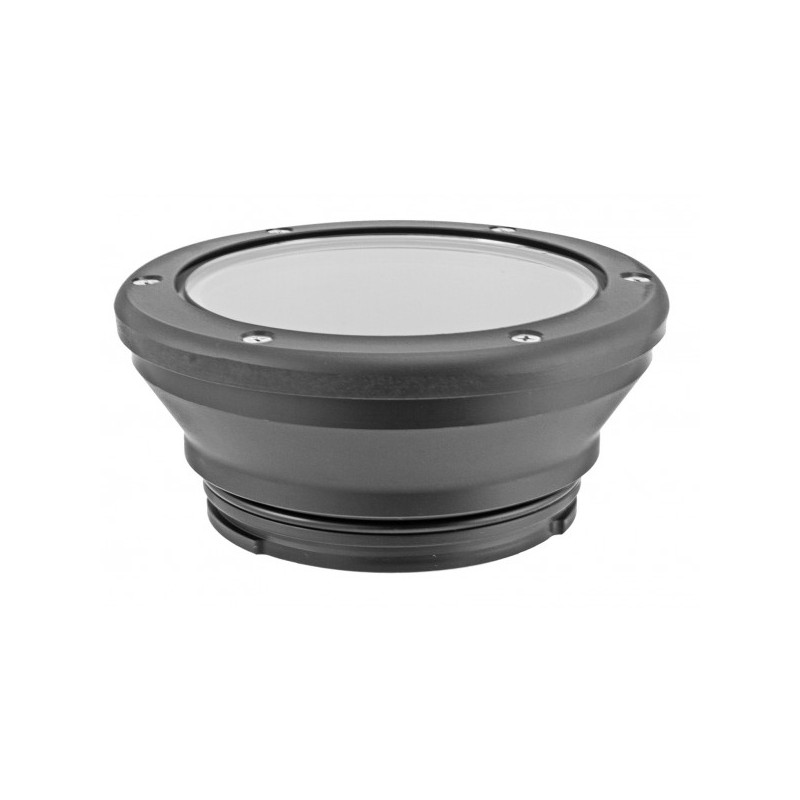 Flat port for Nikkor and Canon wide-angle lenses on NIMAR D-SLR housing