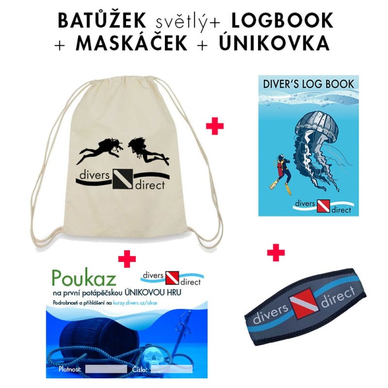 Únikovka, batůžek, maskáček a logbook|Potápěčské kurzy a poukazy|Divers Direct Praha